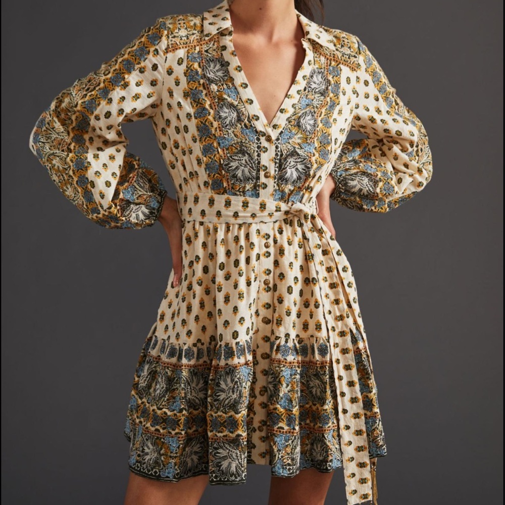 *Anthropologie Floral Mini Dress